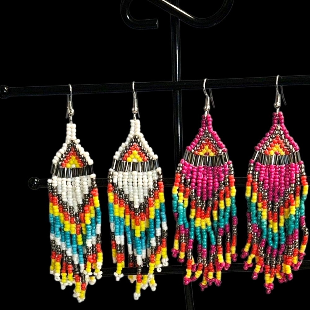 YOUR CHOICE Artisan Beaded Earrings. 3.5" - Picture 3 of 7